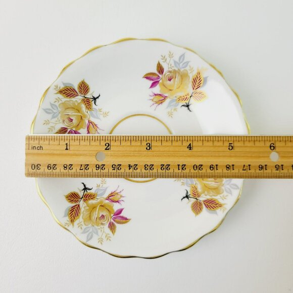 Vintage Rosina Heavy Gold Teacup & Saucer Yellow Rose Leaves Fall Autumn - Picture 16 of 16